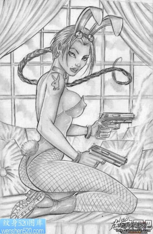 一幅兔女郎纹身作品