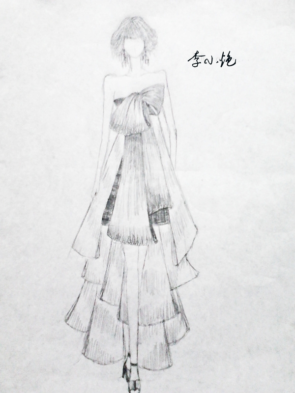 小小设计 手绘婚纱