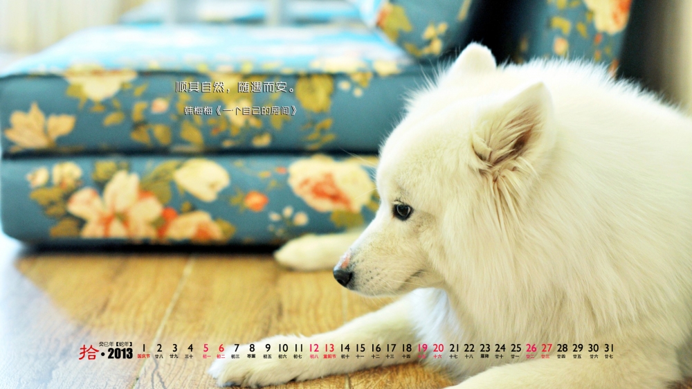 13年10月日历唯美可爱电脑桌面壁纸
