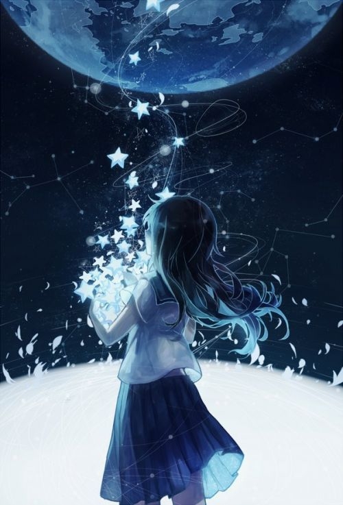 一波星空动漫女图