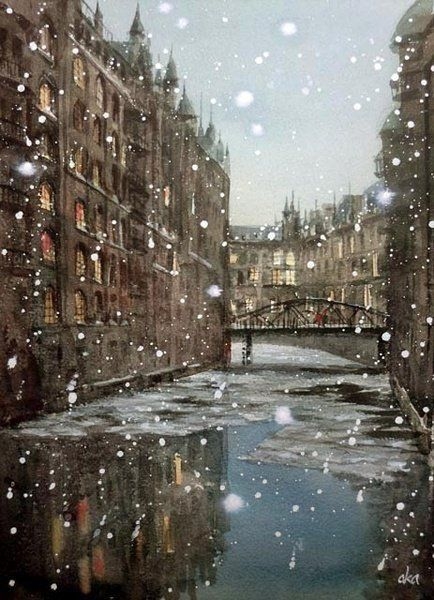 插画系 美丽的雪景