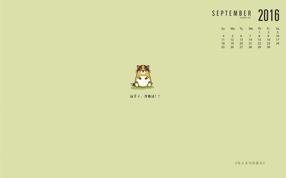 2016年9月日历键猫简单文字创意电脑壁纸图片