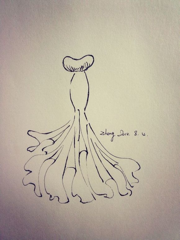 钢笔手绘婚纱。