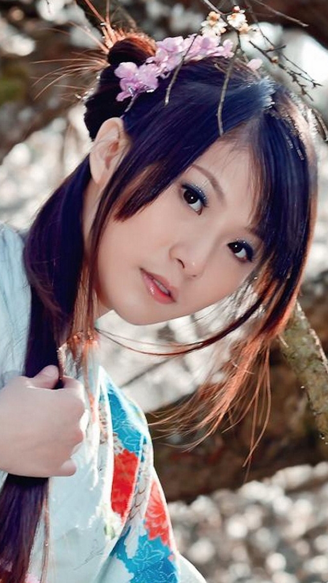 清新养眼日本和服少女唯美写真手机壁纸
