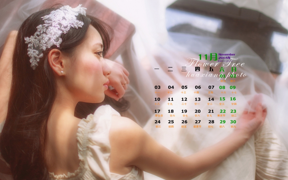 2014年11月日历桌面壁纸精选性感美女唯美写真图片