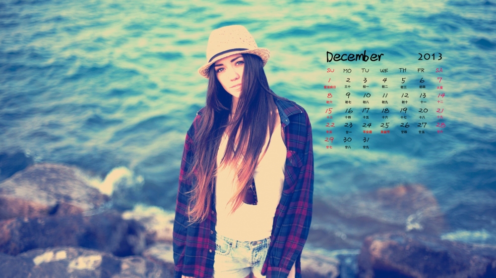 2013年12月日历图片之性感美女高清壁纸
