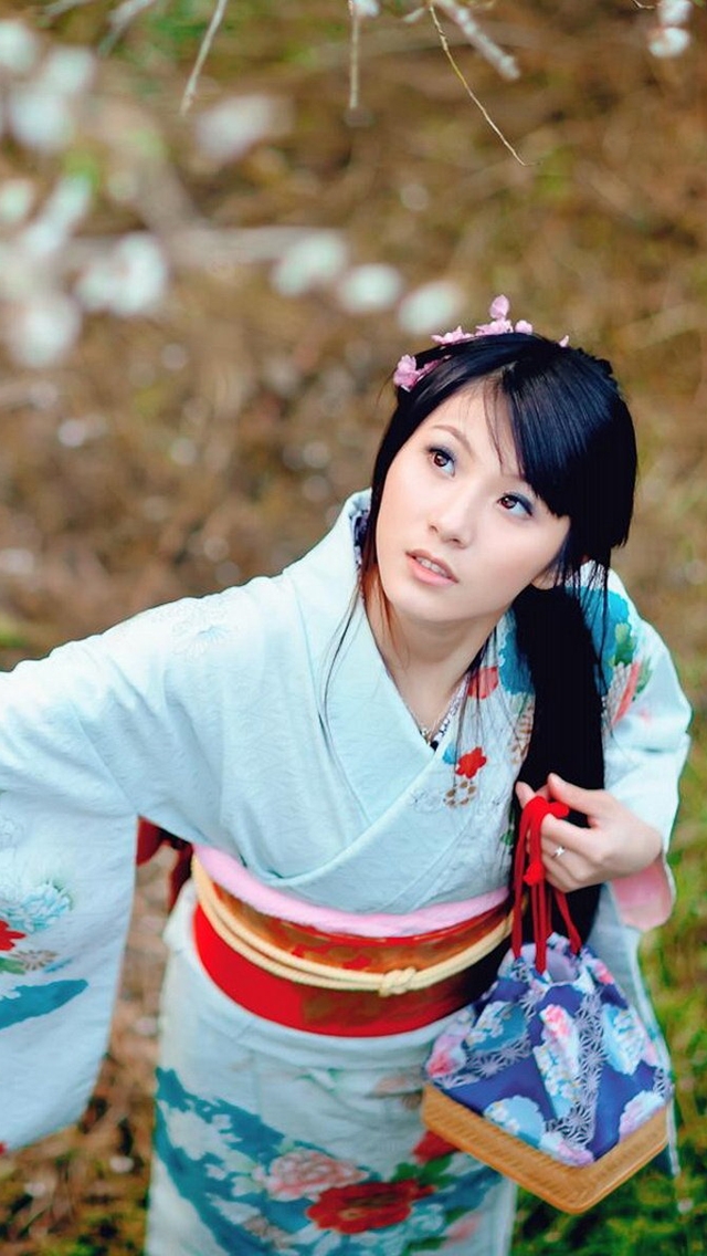 清新养眼日本和服少女唯美写真手机壁纸