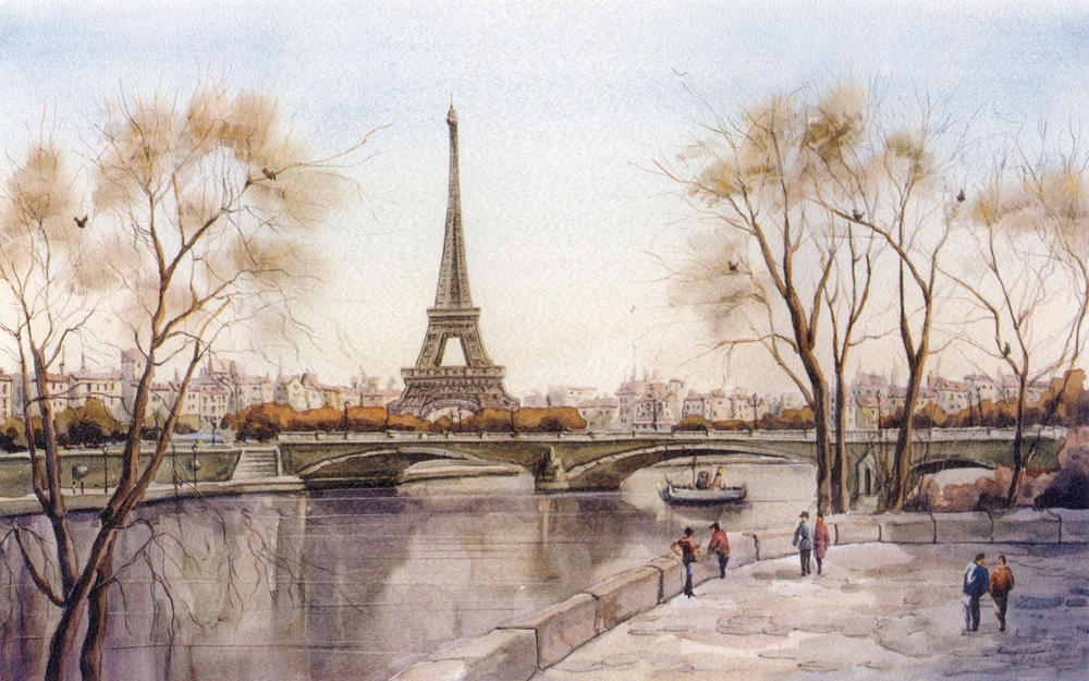 艾菲尔巴黎铁塔桌面背景之手绘篇