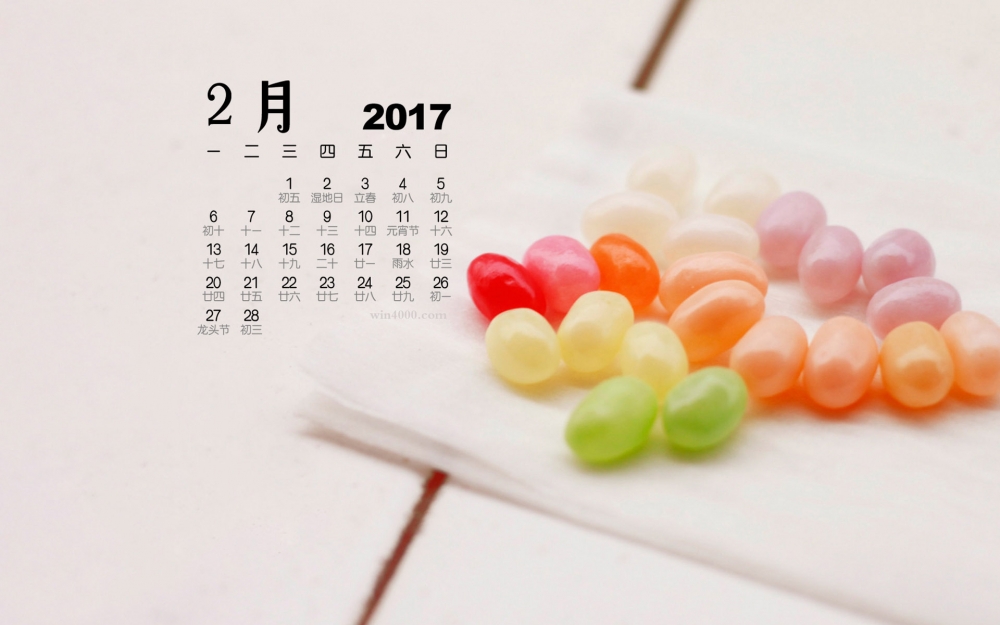 2017年2月简约静物唯美桌面日历壁纸