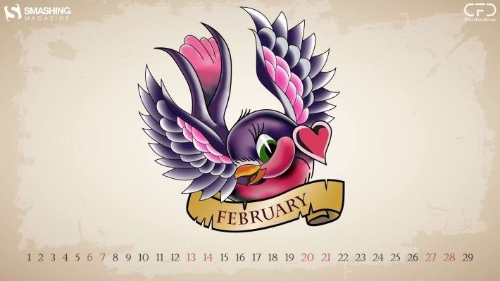 2016年2月猴年日历壁纸
