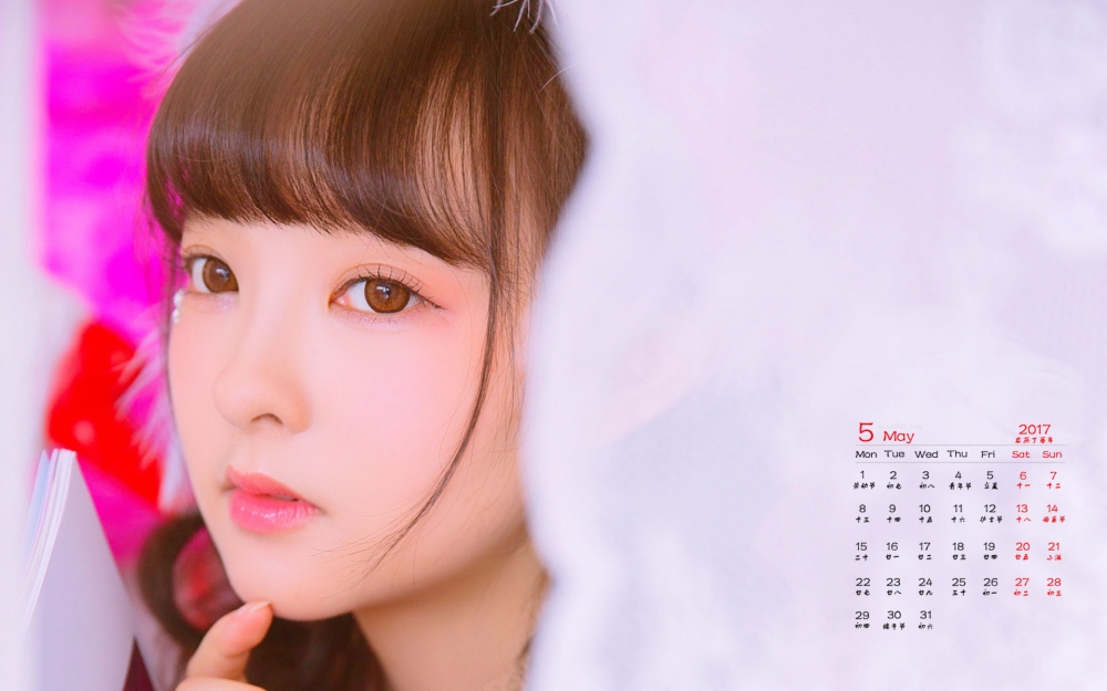 2017年5月清纯美少女甜美治愈系唯美高清日历壁纸