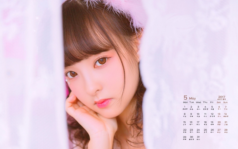 2017年5月清纯美少女甜美治愈系唯美高清日历壁纸