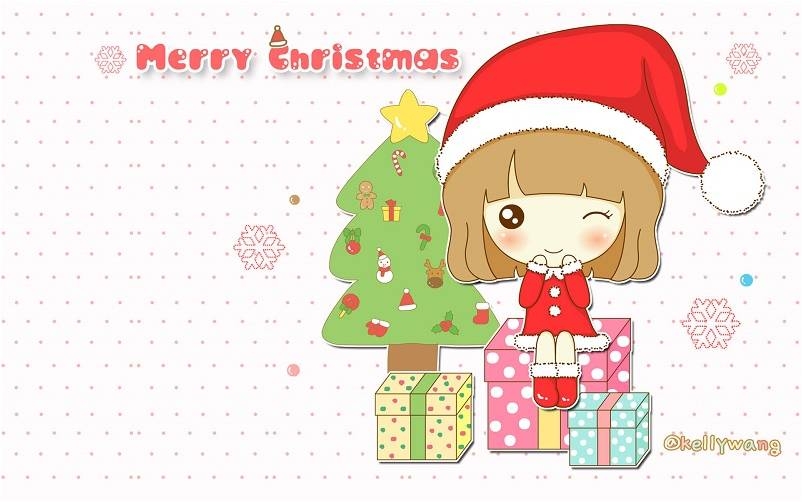 可爱卡通小女孩鬼小妞圣诞主题桌面壁纸
