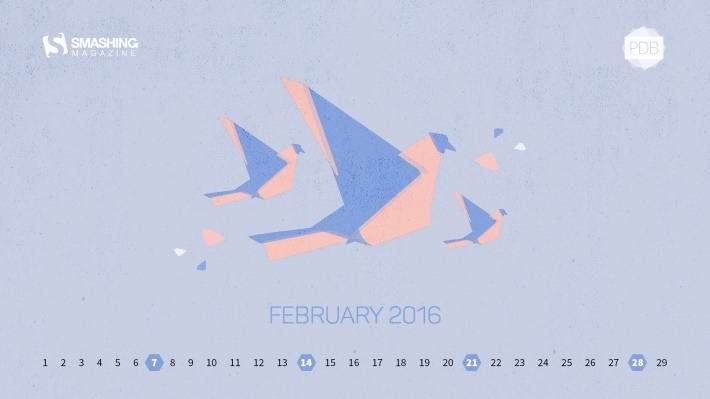 2016年2月猴年日历壁纸