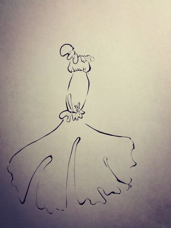 钢笔手绘婚纱。