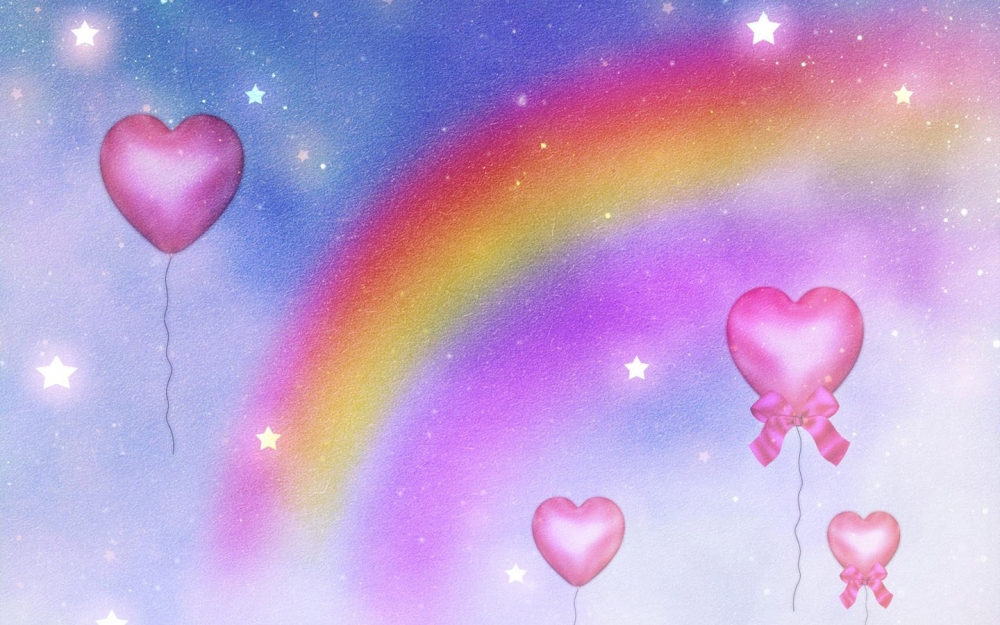 爱心气球彩虹桌面背景壁纸
