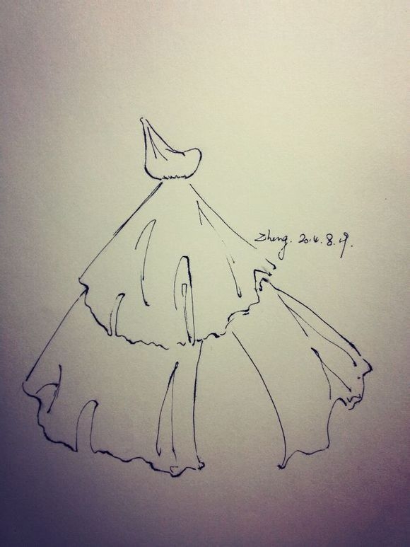 钢笔手绘婚纱。