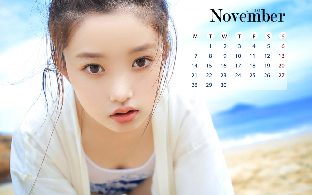 2016年11月日历软萌妹子写真壁纸图片下载