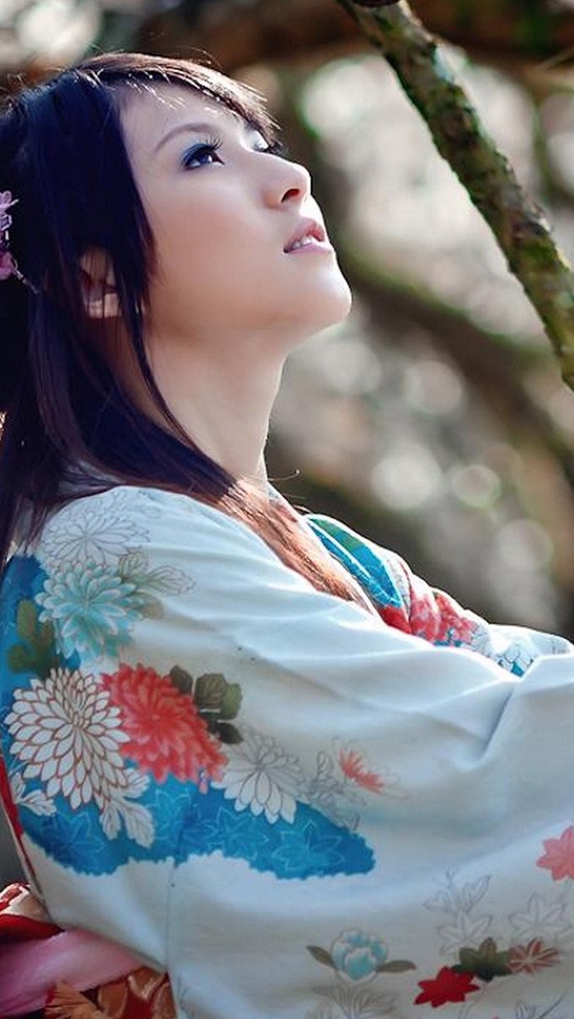 清新养眼日本和服少女唯美写真手机壁纸
