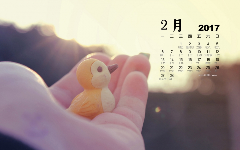2017年2月简约静物唯美桌面日历壁纸