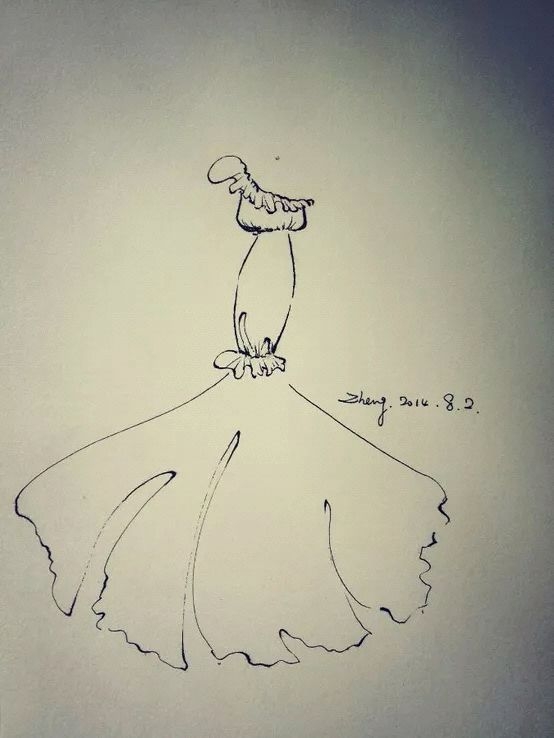 钢笔手绘婚纱。