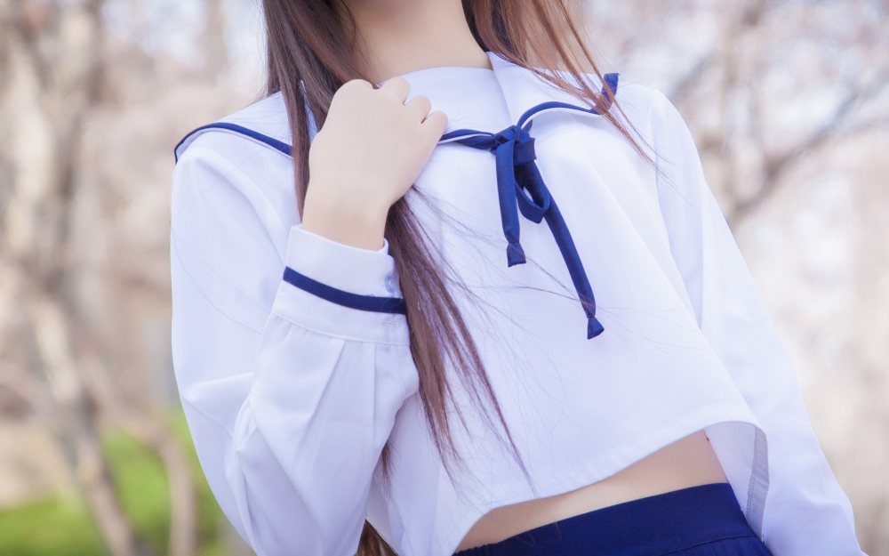 小清新日系JK制服少女唯美写真桌面壁纸图片下载