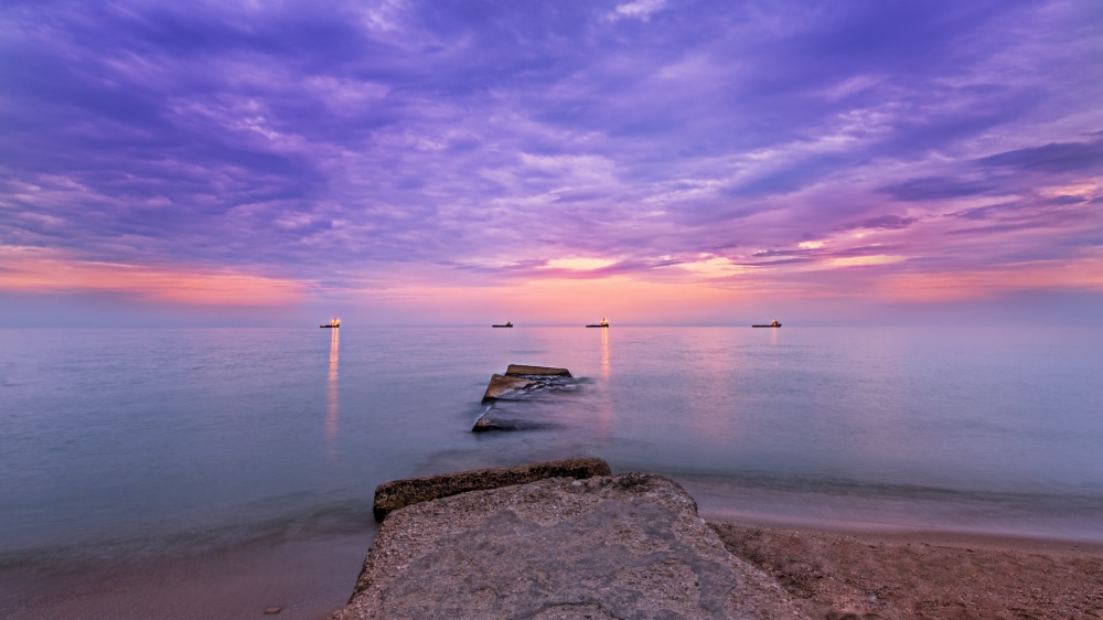 唯美落日海边风景唯美高清桌面壁纸