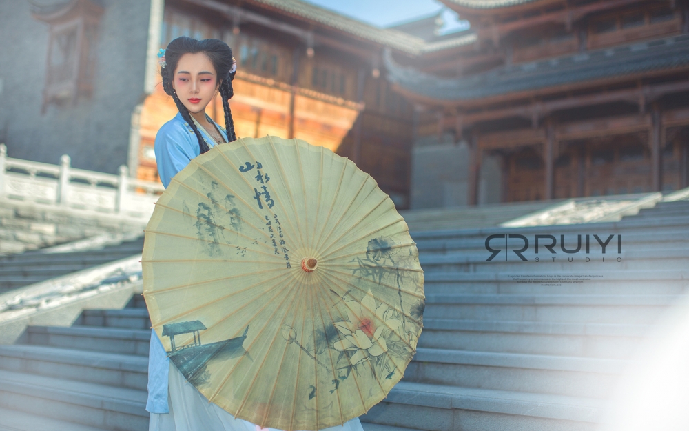 双马尾汉服小美女唯美户外写真电脑高清桌面壁纸