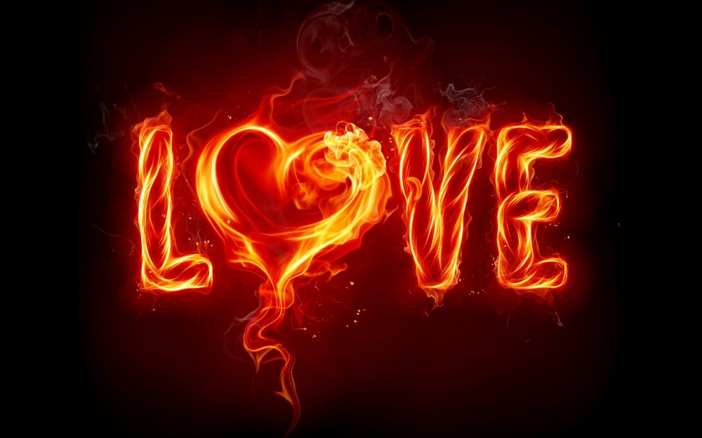 好看的love红色火焰壁纸高清桌面