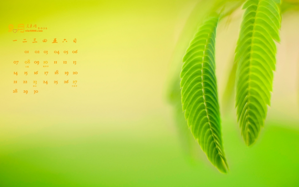 2015年9月日历自然护眼植物电脑桌面壁纸下载1