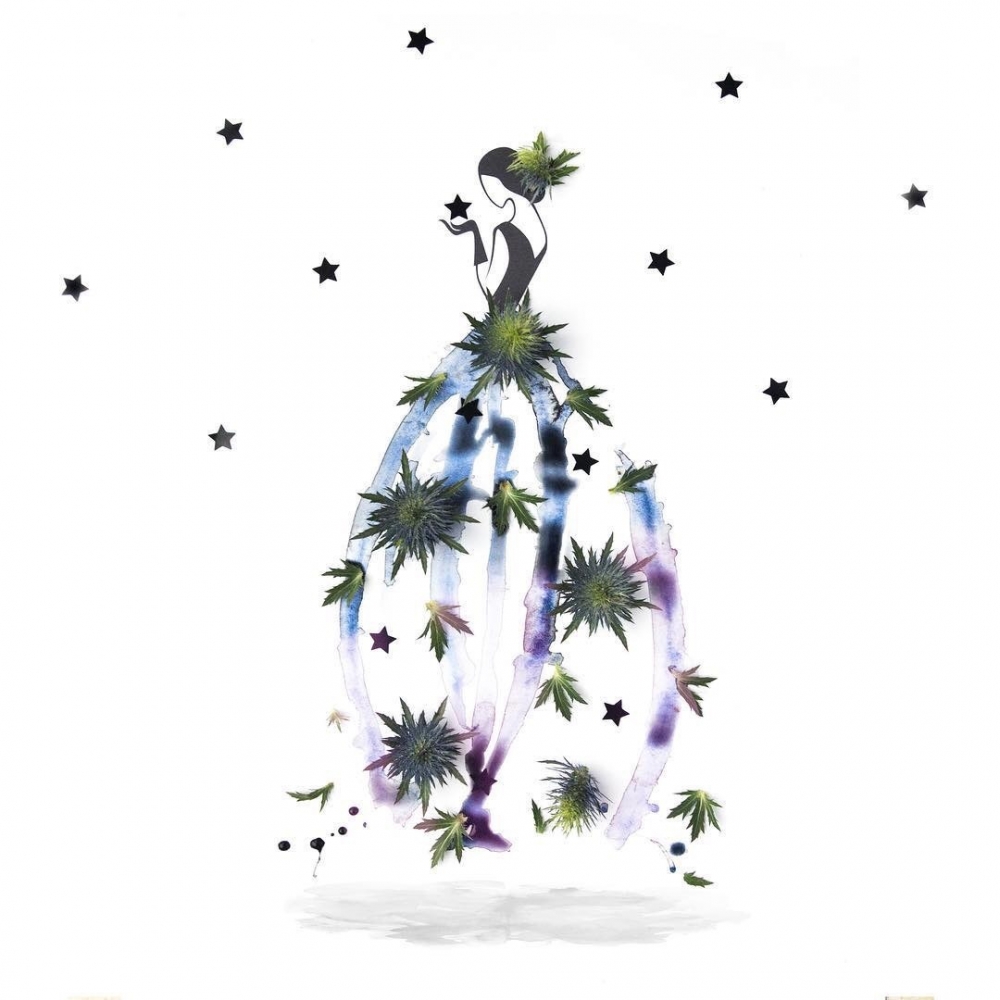 路遇：创意 鲜花插花插画