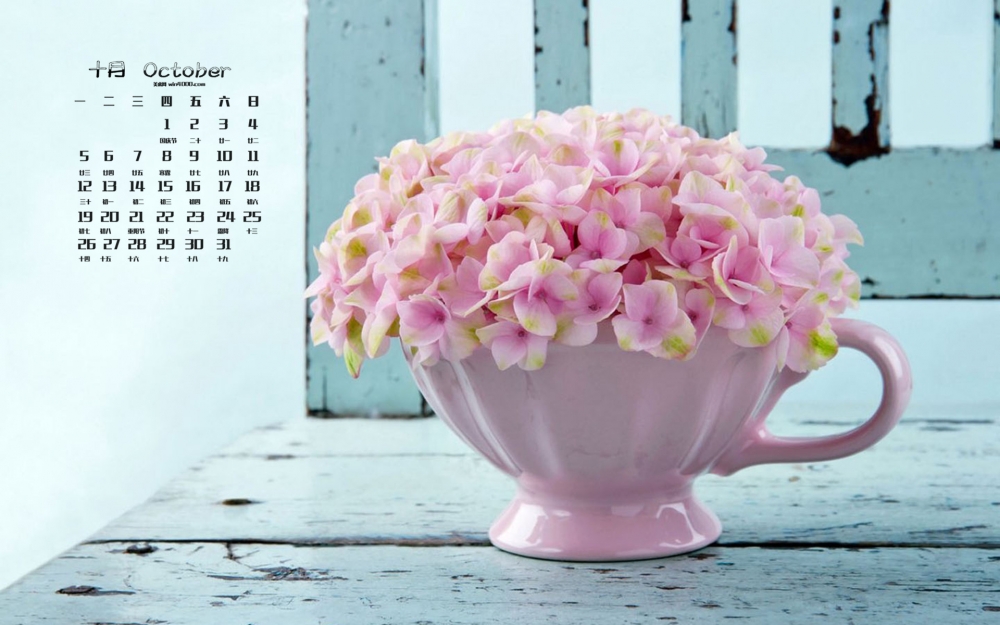2015年10月日历非主流唯美暖心花朵高清桌面壁纸下载5