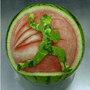 西瓜雕刻的各种独特造型图片