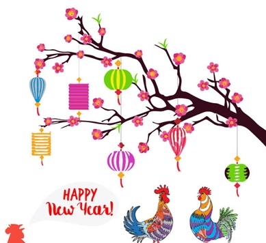 喜迎2017鸡年春节卡通图片