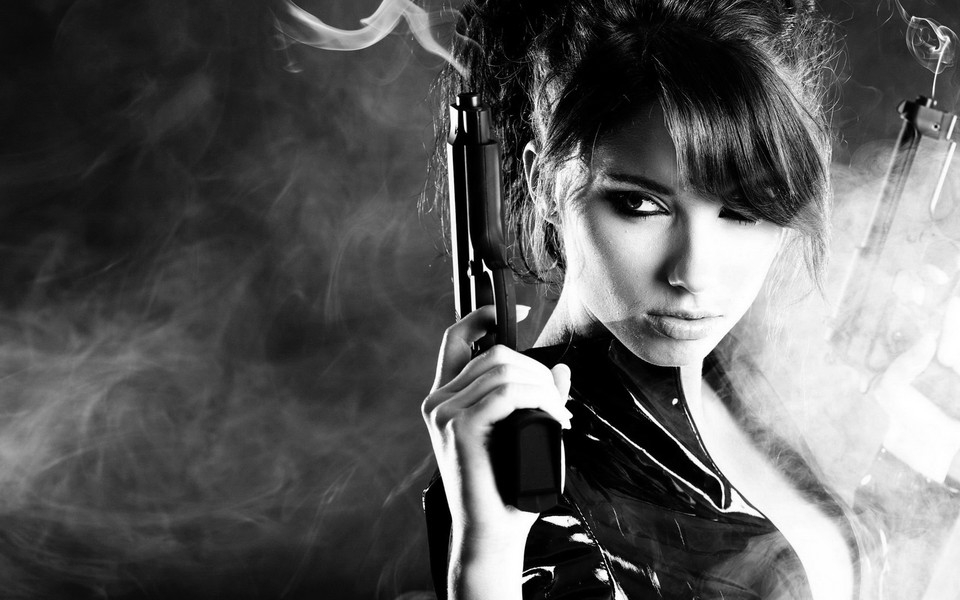 黑白色调美女壁纸