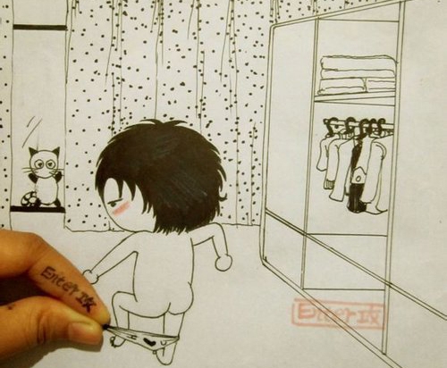 害羞的小正太搞怪漫画图片