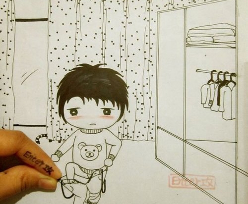 害羞的小正太搞怪漫画图片