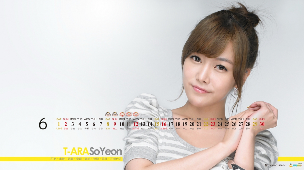13年6月日历壁纸之美女组合 T-ara