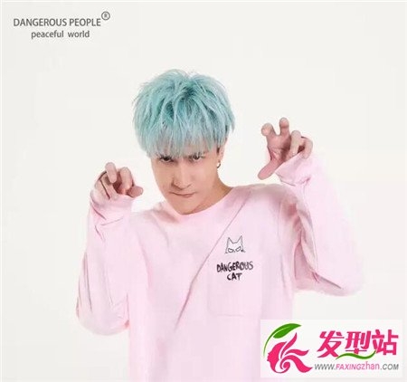 男生染发染发 蓝头发效果图