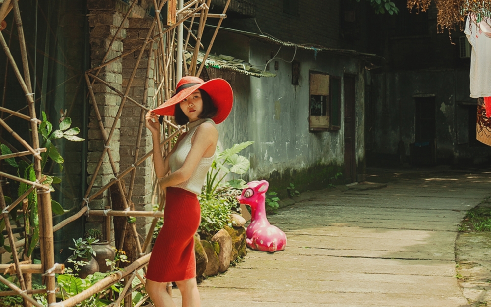 性感短发美女红唇妆复古胶片写真电脑桌面壁纸