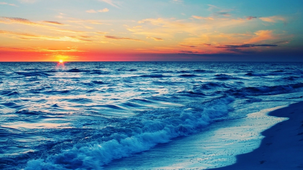 美丽的海滩日落风景高清壁纸
