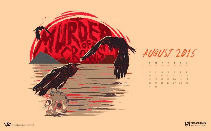 2015年8月简约日历桌面壁纸