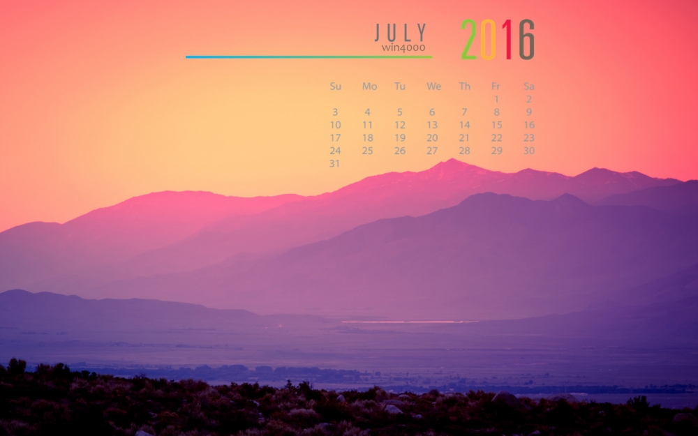 2016年7月日历唯美景色电脑桌面壁纸下载