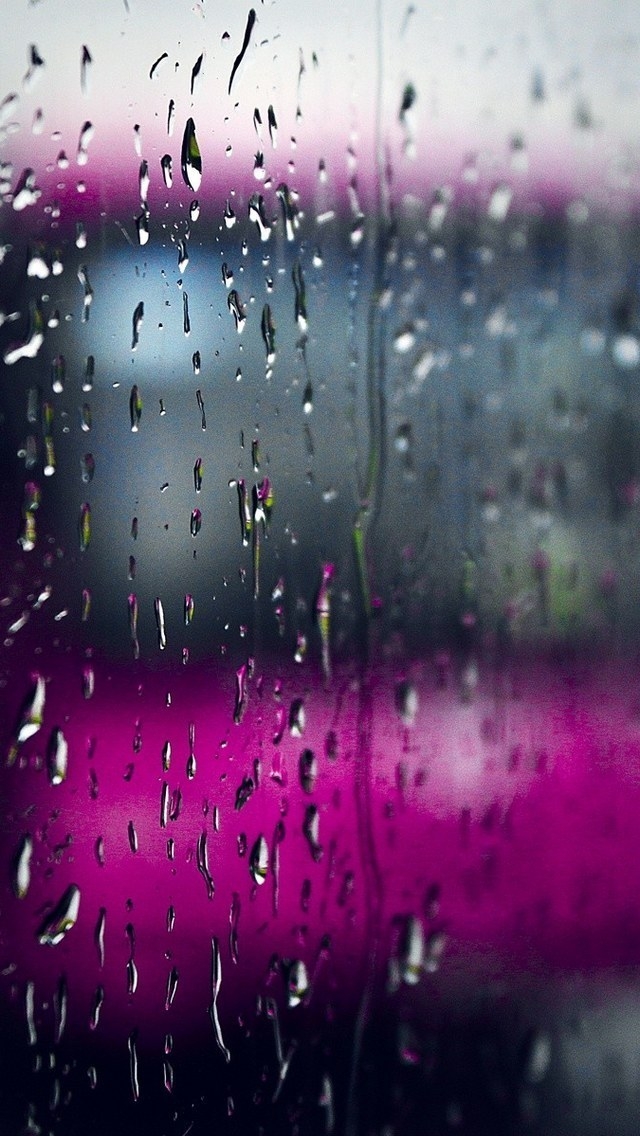 雨水玻璃唯美iPhone 5手机壁纸