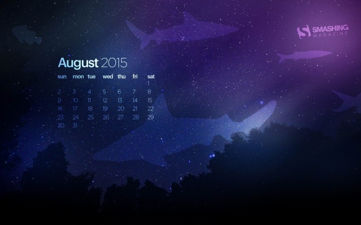 2015年8月简约日历桌面壁纸