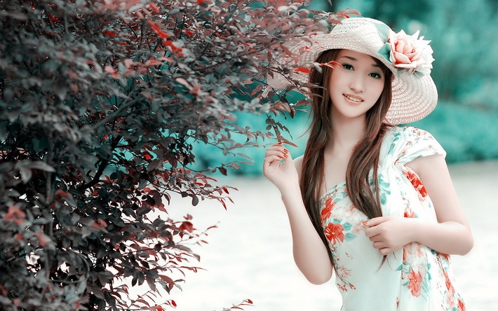 清新长裙美女写真电脑壁纸