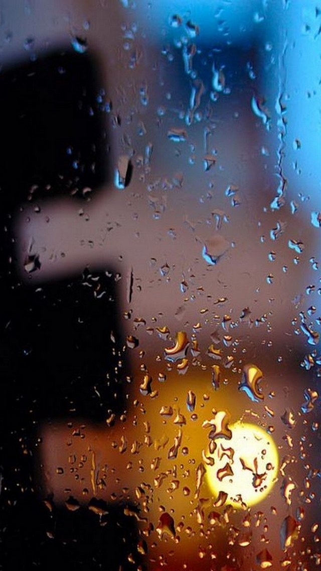 雨水玻璃唯美iPhone 5手机壁纸