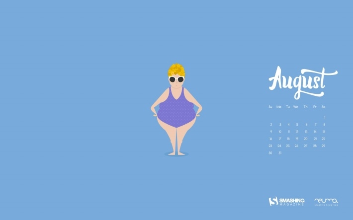 2015年8月简约日历桌面壁纸