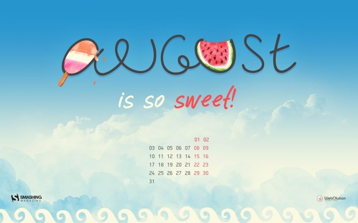 2015年8月简约日历桌面壁纸