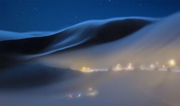 美国旧金山朦胧的夜景图